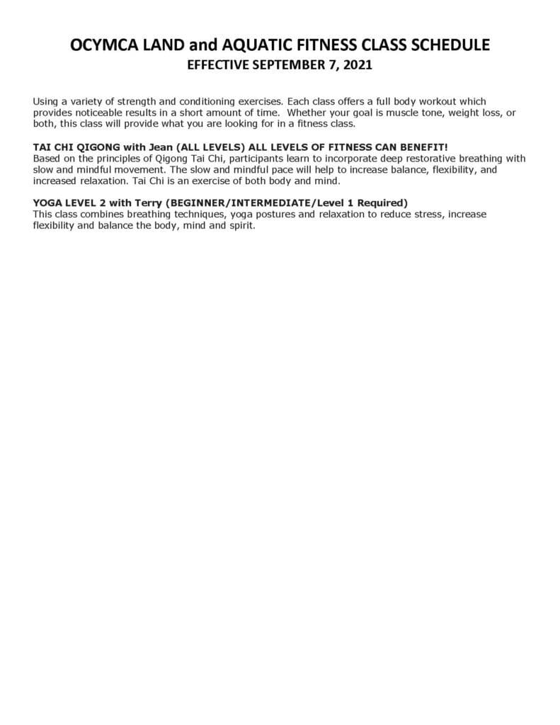Schedules | Ocean County YMCA Schedules | Ocean County YMCA