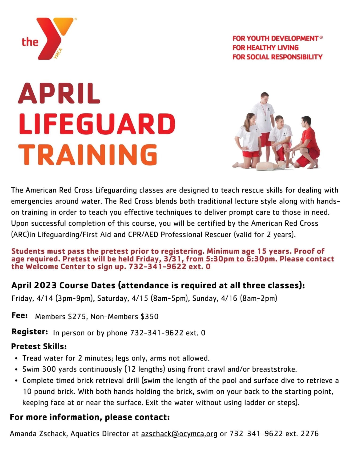 AMERICAN RED CROSS LIFEGUARD & CPR TRAINING PROGRAM Ocean County YMCA